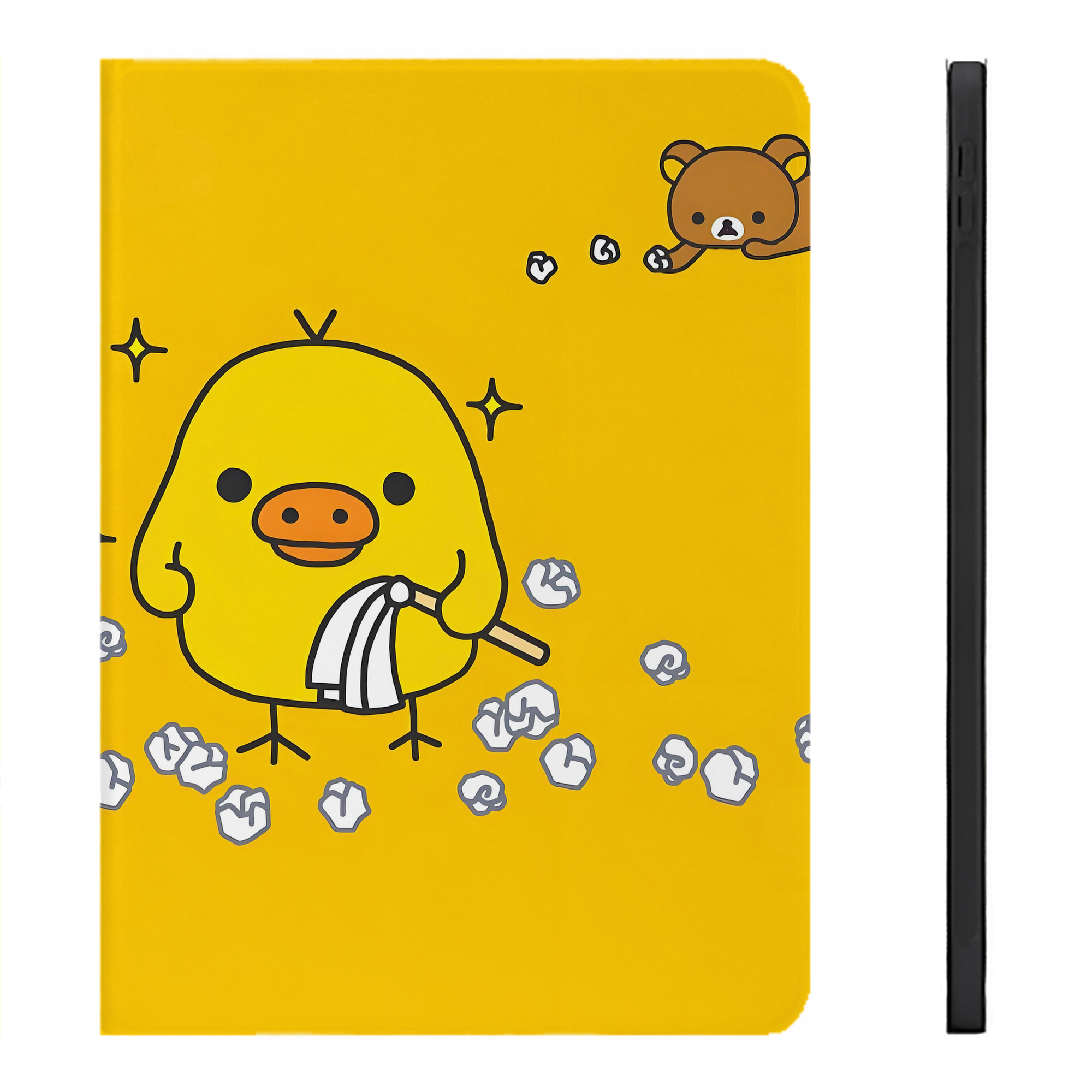 （画像用） リラックマ リラックマ キイロイトリ Rilakkuma Korilakkuma Kiiroitori IPadケース ペンホルダー付き ブックスタイルデザイン